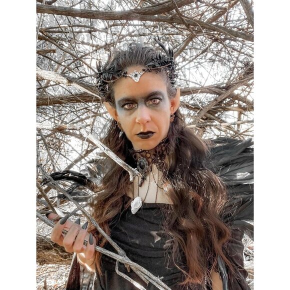 Gothic Black Antler Crown Fairy Headband Festival Costume Accessory main image 9